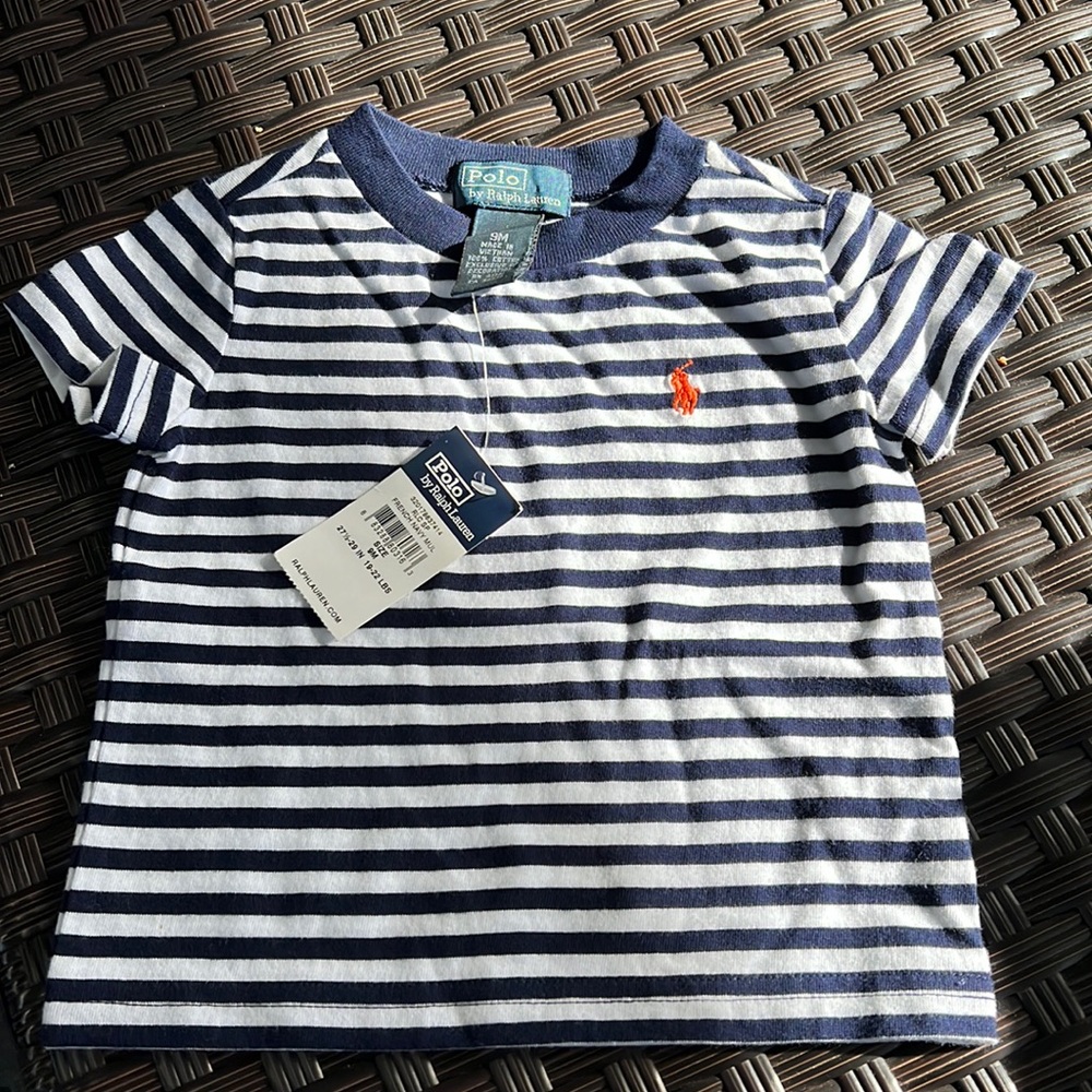 Brand new with tags Polo Ralph Lauren nine months T-shirt navy white striped